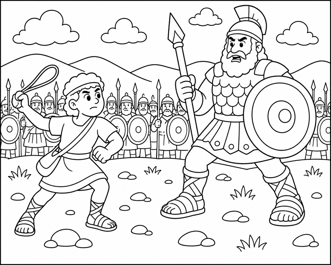 David & Goliath coloring page